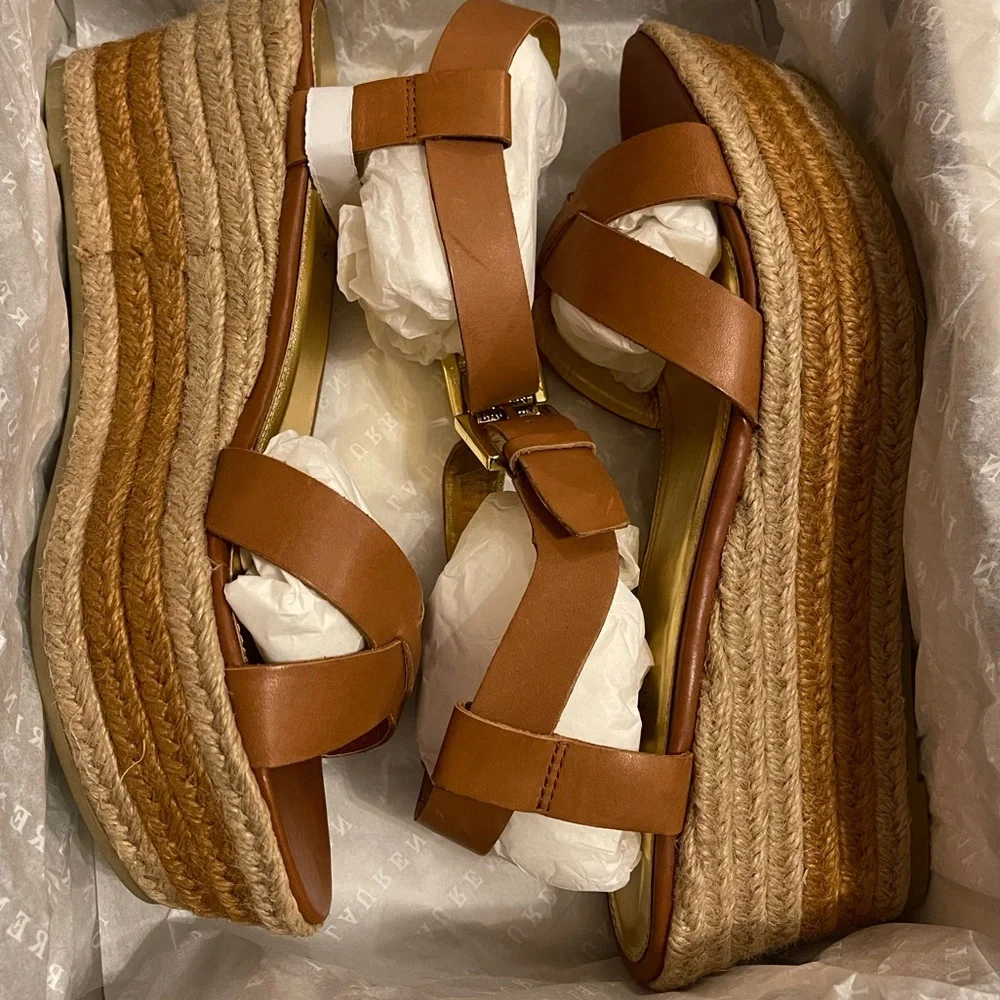 NEW❗️Lauren Ralph Lauren - Roberta Espadrilles Sandals - polo tan Wedge size 9.5 - Picture 2 of 12